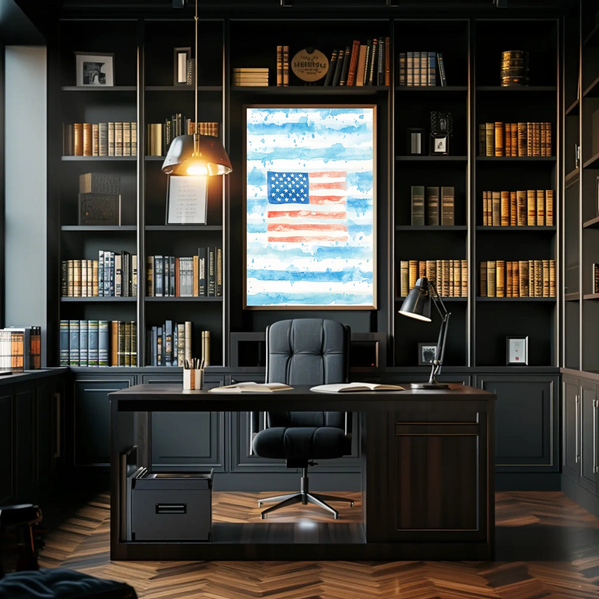 Watercolor American Flag Home Decor Wall Art 18x24 Poster