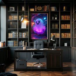 Neon Ghost in Futuristic Sci-Fi Poster