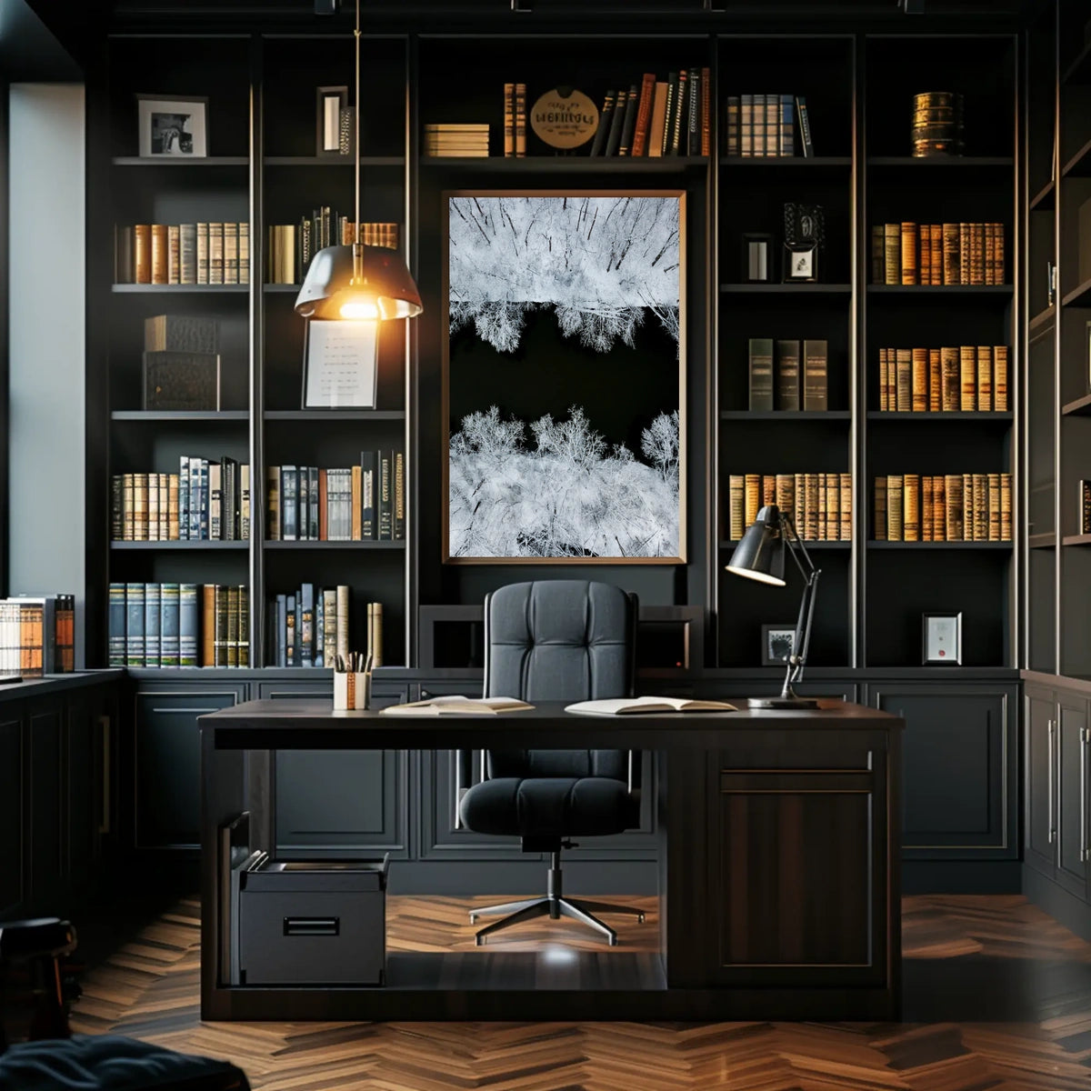 Winter Serenity Aerial View Minimalistic Artistic Poster