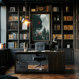 Cat Over Cityscape Poster