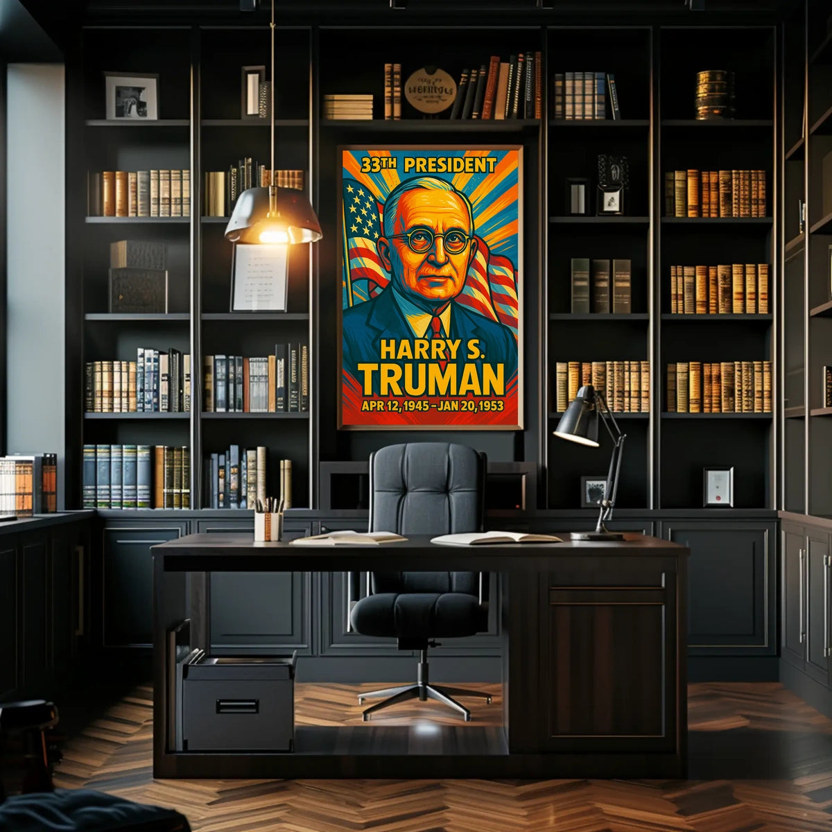 Harry S. Truman 33rd President of the United States Colorful Comic Book Style Poster