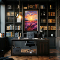 Sunset Over Lavender Fields Poster