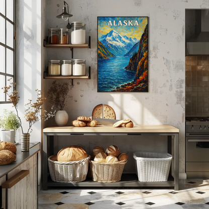 Alaska Kenai Fjords Coastal Mountain View Travel Poster