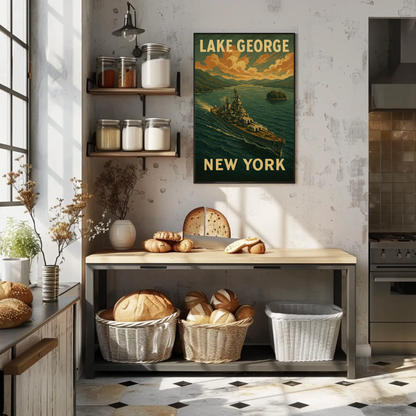 Lake George New York Battleship Scenic Travel Poster