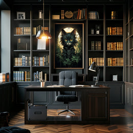 Mystical Black Cat Art Nouveau Poster Enchantment