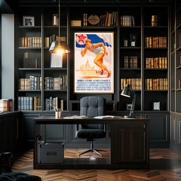 Soviet Propaganda Style Poster Celebrating Athletic Spirit