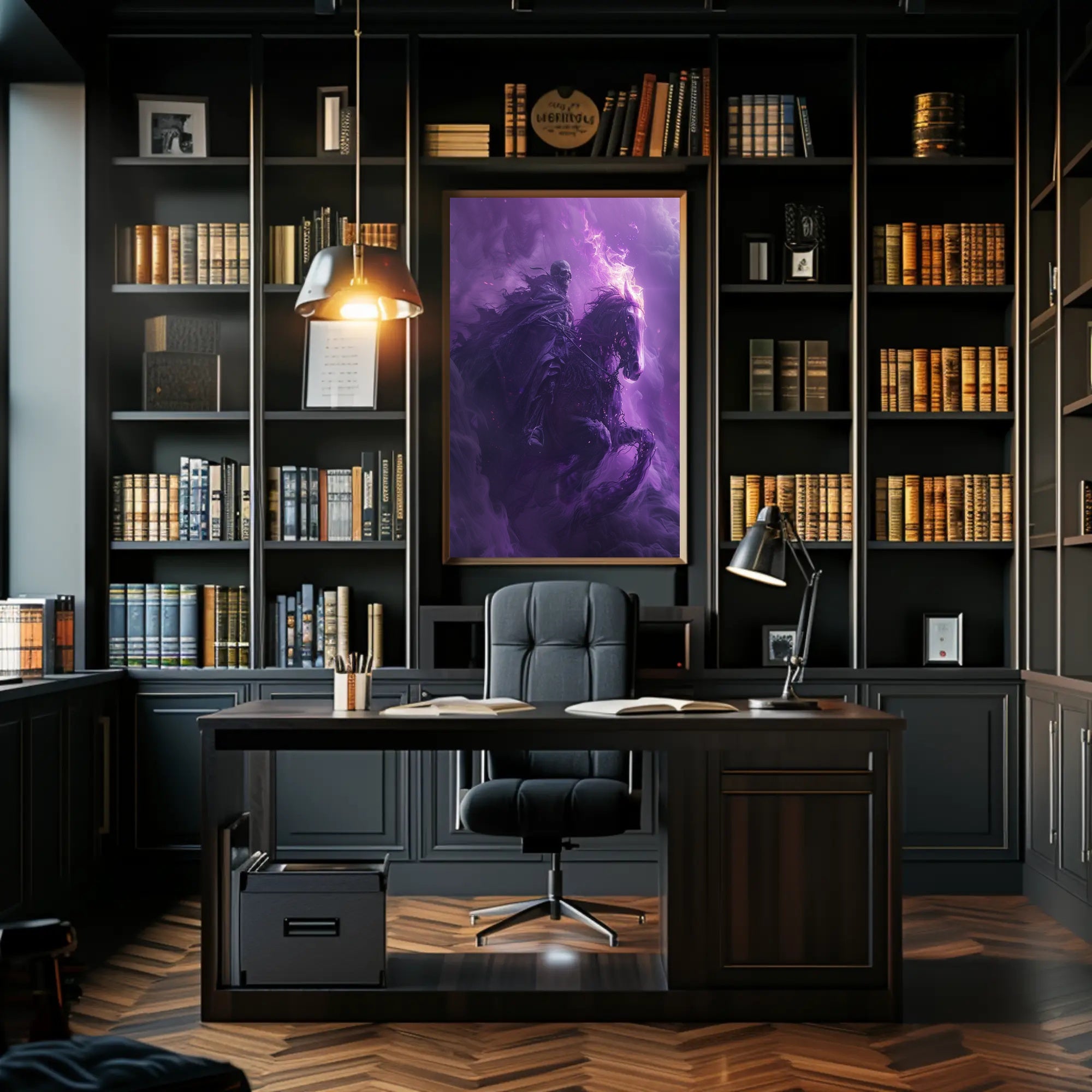 Skeletal Rider on Ghostly Horse: Fantasy or Mythology Poster PosterGoat