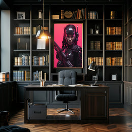 Cybernetic Warrior in Futuristic Sci-Fi Poster