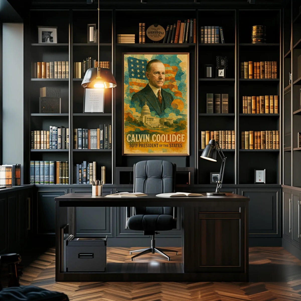 Calvin Coolidge 30th President of the United States Layered Digital Collage Poster