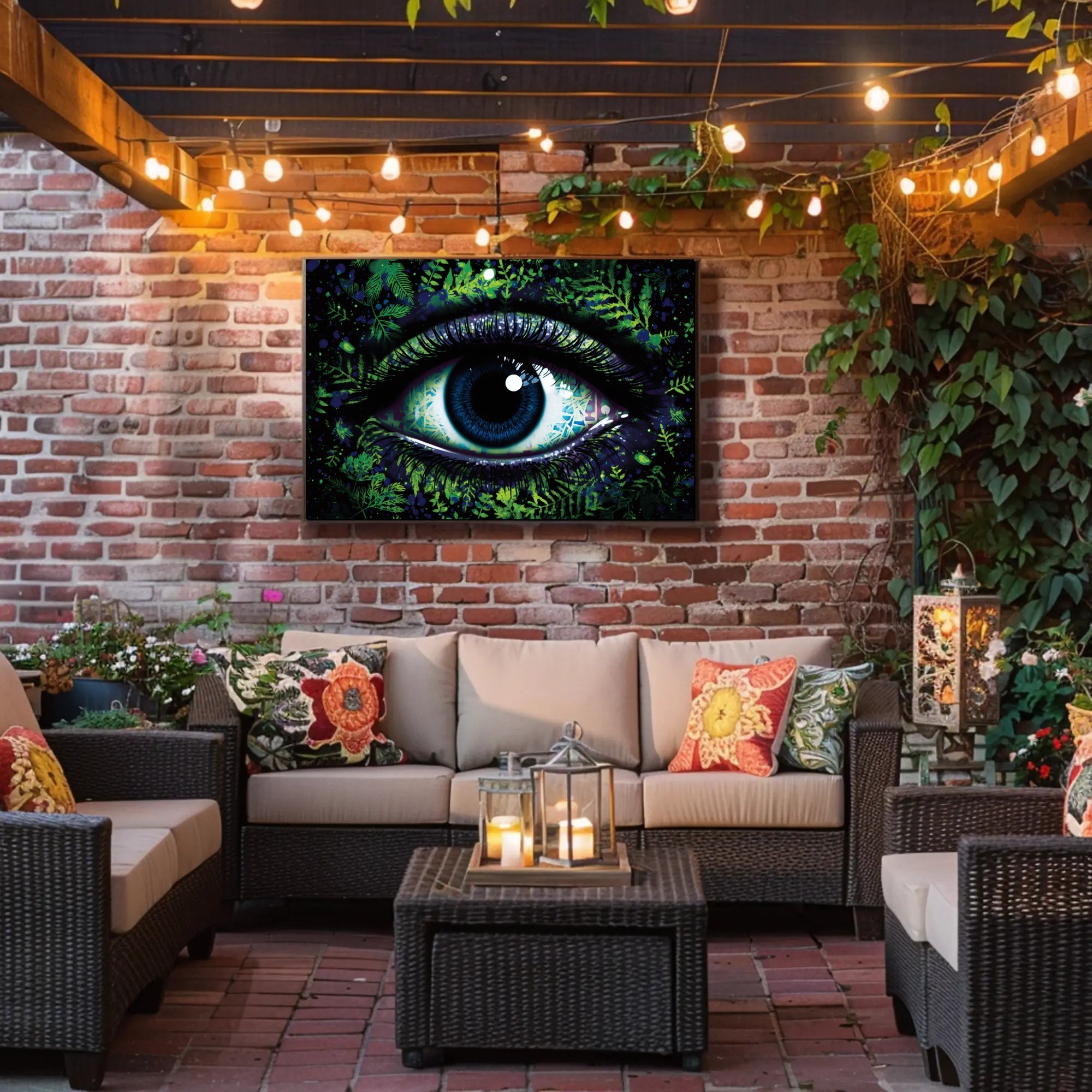 Human Eye Travel Poster With Vibrant Nature Background