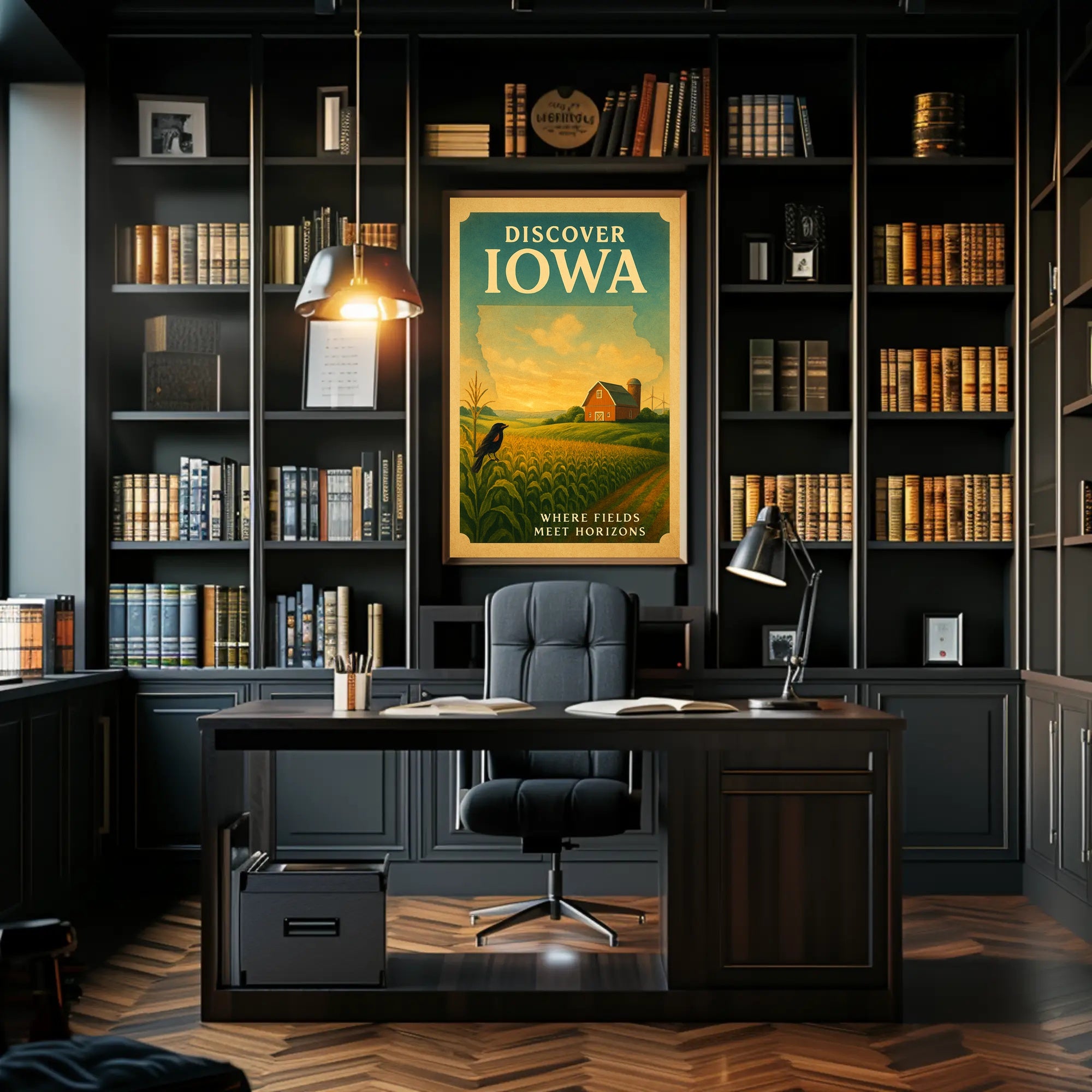 Iowa Countryside Vintage Travel Poster