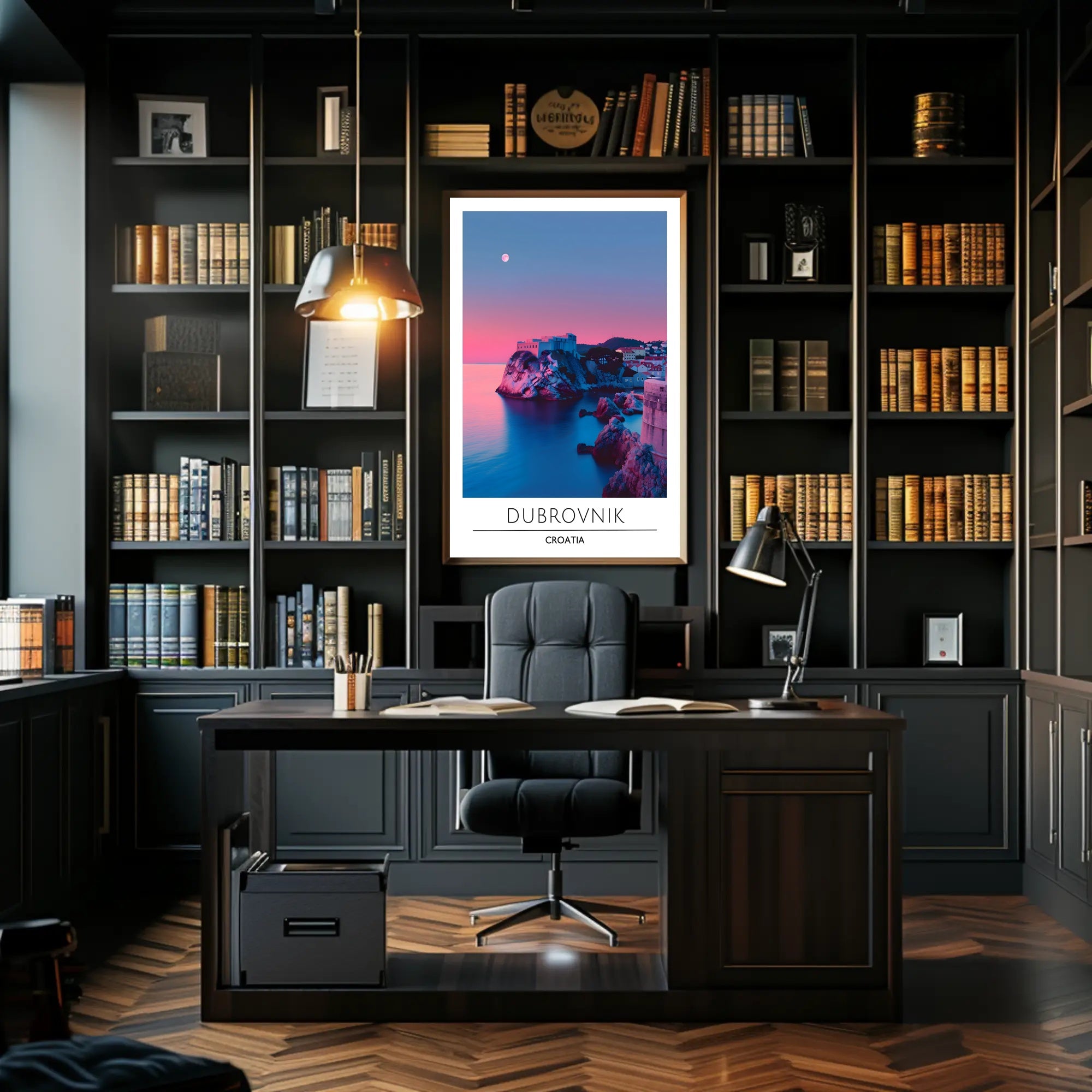 Dubrovnik Twilight Coast Travel Poster
