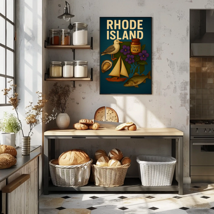 Rhode Island Icons Coffee Milk Sailboat State Pride Travel Poster Travel Poster