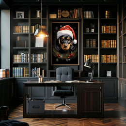 Festive Dog with Santa Hat: Animal Poster