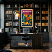 Stylized Manhattan Cityscape in Vibrant Art Deco Urban or Cityscape Poster