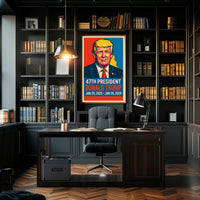 Trump Visionary Leadership Pop Art Portrait Bold Patriotic Wall Decor Collectible Statement Modern Vivid Display Poster