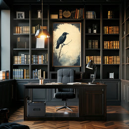 Mysterious Raven Illustrated Artistic Animal Poster