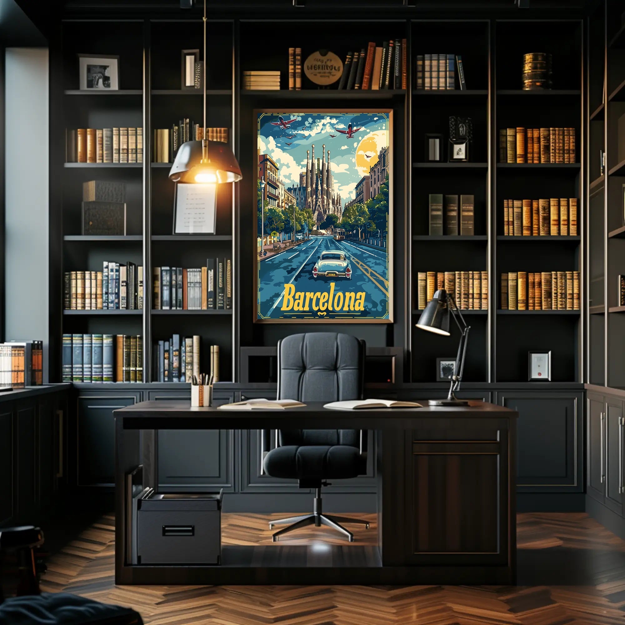 Barcelona Retro Travel Poster