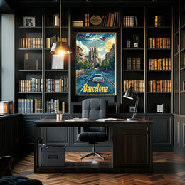 Barcelona Retro Travel Poster