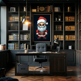 Santa Claus Cartoon Christmas Poster: Festive Holiday Art