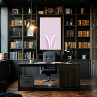 Bunny Ears Poster Minimalist Pink Nursery Wall Art