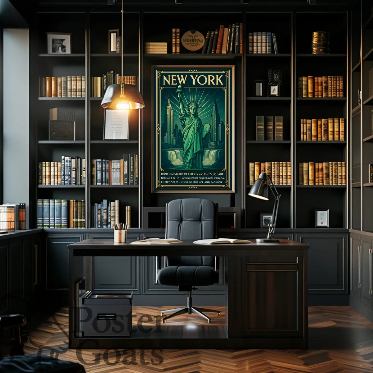 New York Landmarks Vintage Art Deco Travel Poster