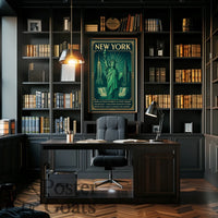 New York Landmarks Vintage Art Deco Travel Poster