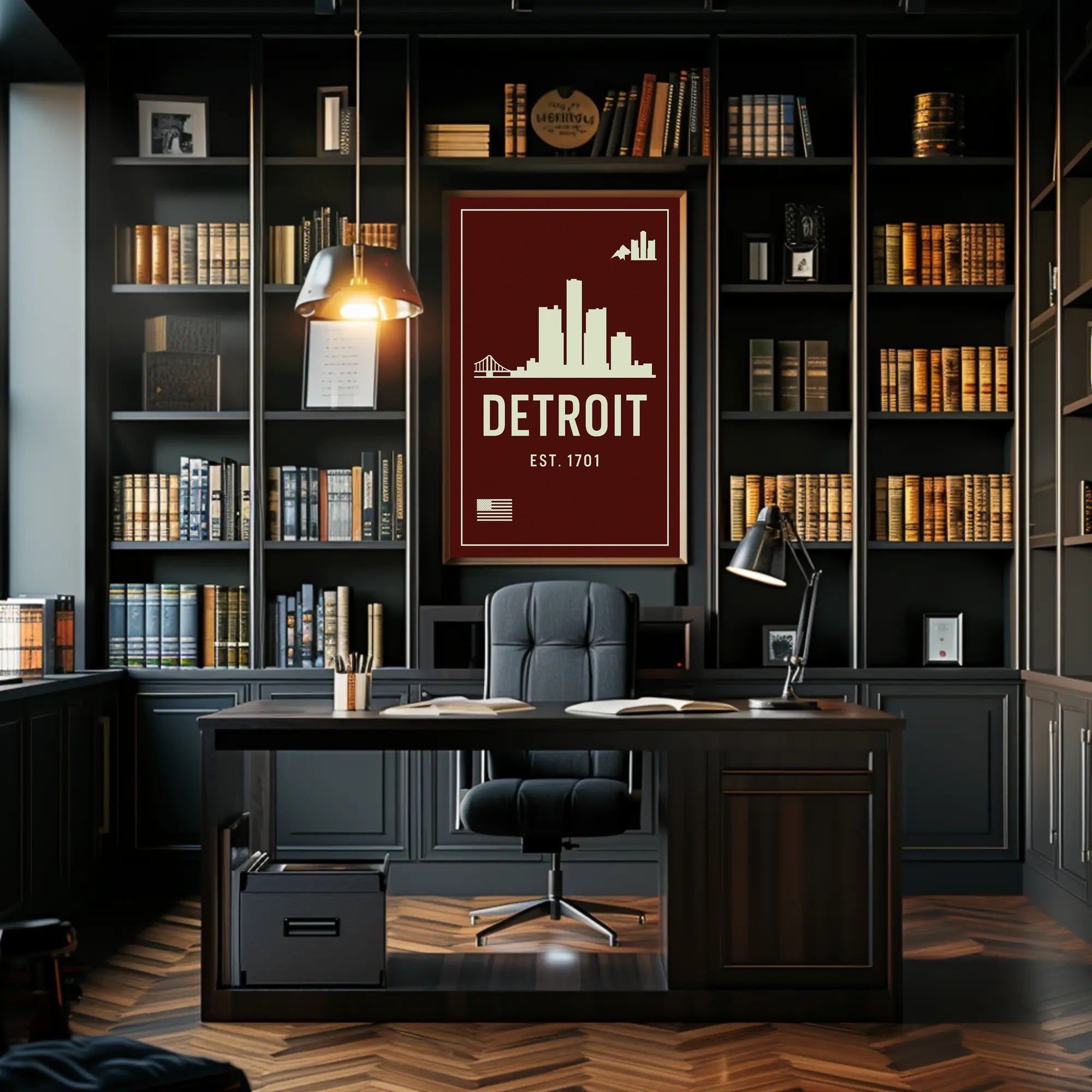 Detroit Skyline Est. 1701 Poster PosterGoat