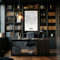 Minimalist Black and White Paris Map Urban Poster