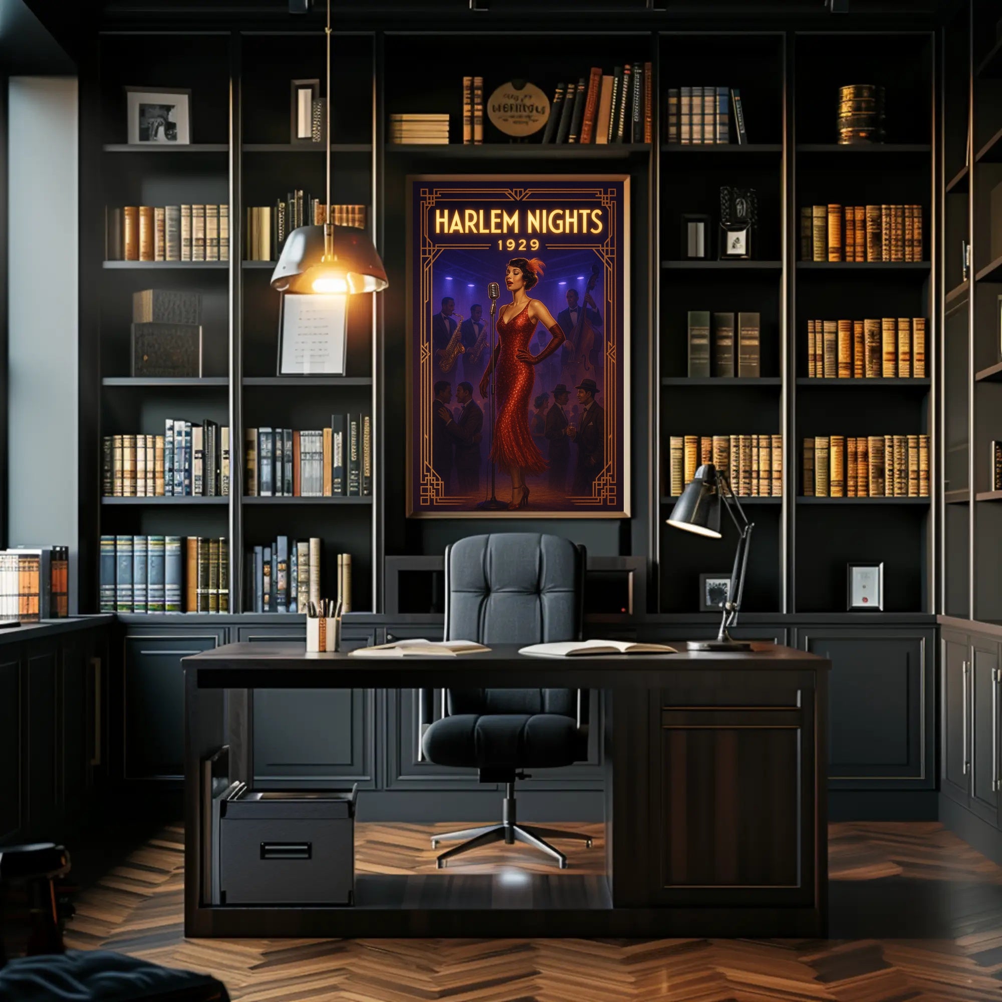 Harlem Nights Jazz Club Scene Music or Concert Poster