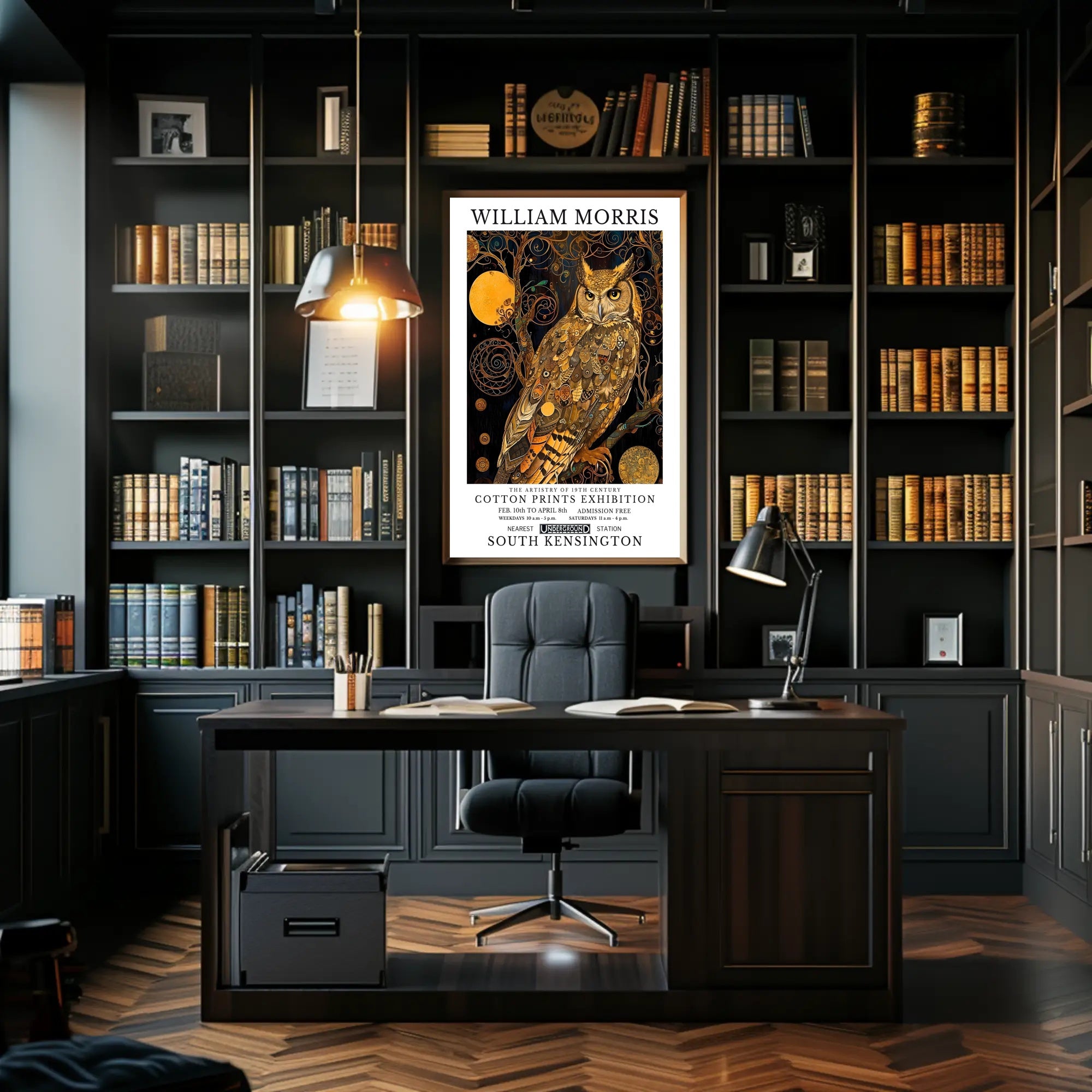 Elegant Owl Motif William Morris Artistic Poster