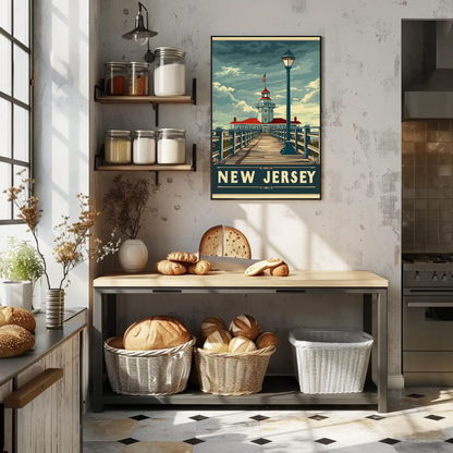 New Jersey Boardwalk Lighthouse Travel Poster