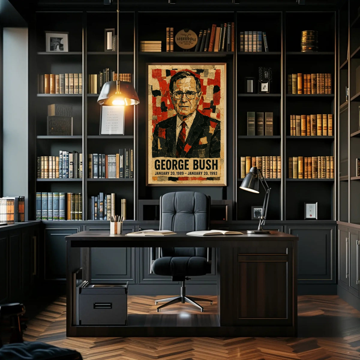 George H. W. Bush 41st President of the United States Layered paper Collage Poster