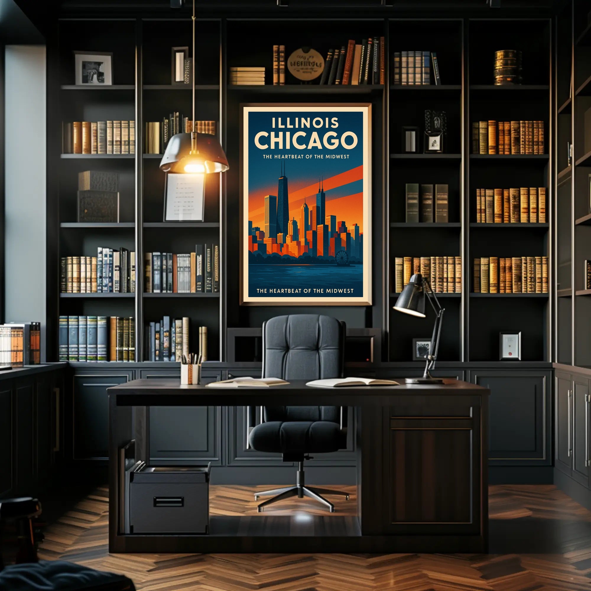 Chicago Skyline Vibrancy: Retro Urban Cityscape Poster PosterGoat