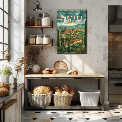 Toscana Vineyards Hilltop Town Travel Poster