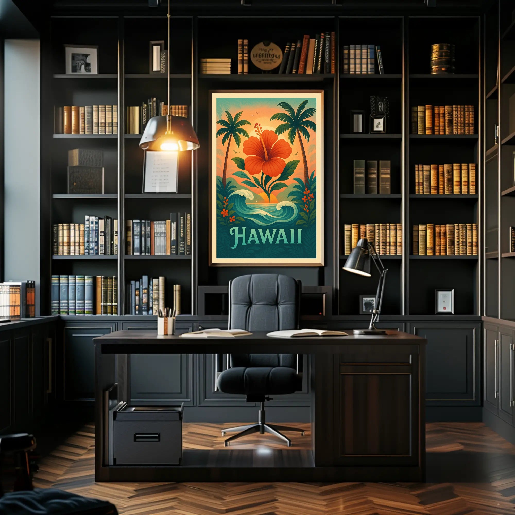 Hawaiian Tropical Paradise Vintage Travel Poster