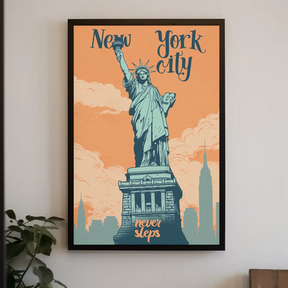 New York City Statue of Liberty Vintage Poster
