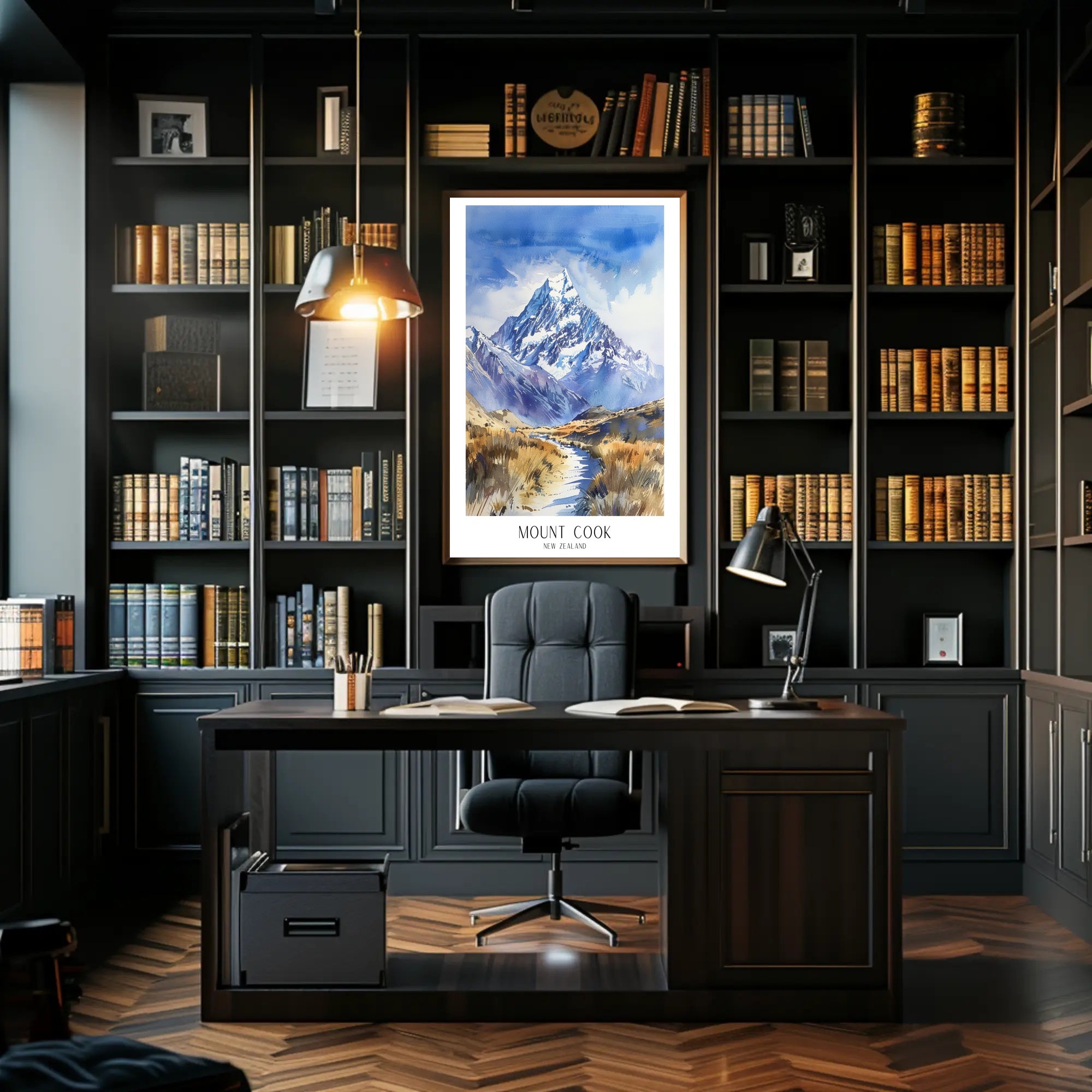 Mount Cook Watercolor Travel Poster PosterGoat