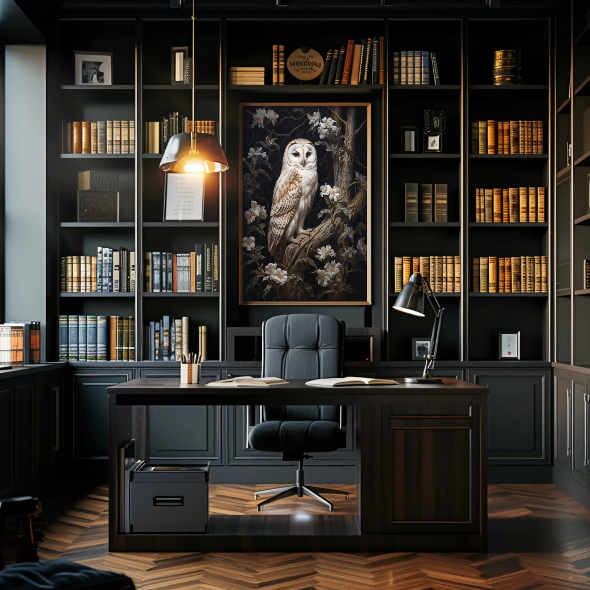 Barn Owl Elegance Perched Animal Poster