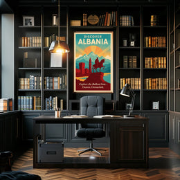 Albania Travel Destination Vintage Horseman Poster