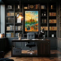 Bangkok Temple Adventure: Vibrant Travel Art Poster