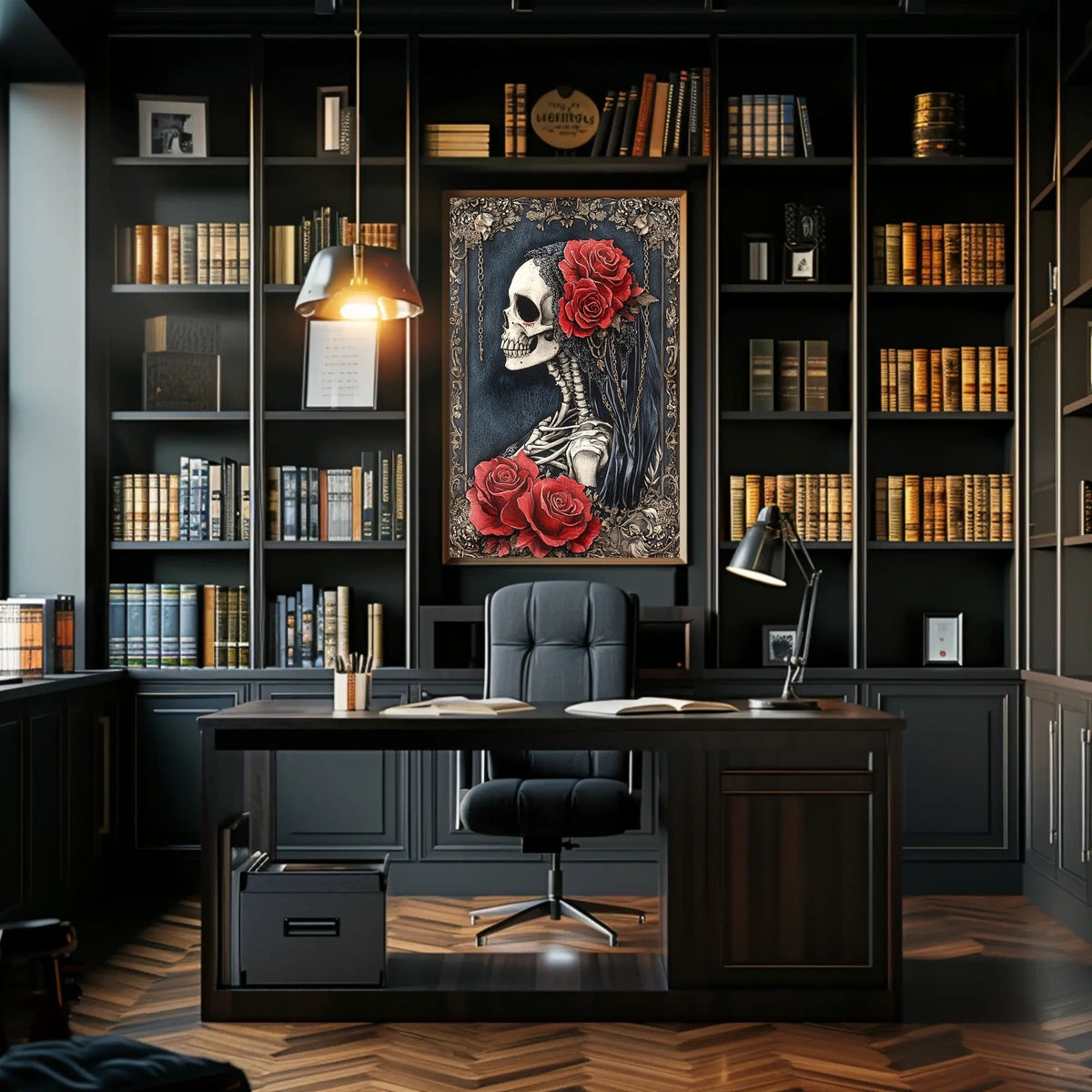 Skeleton with Roses Day of the Dead Heritage Poster