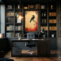 Raven on a Branch Artistic Vintage Animal Poster