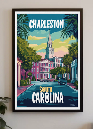 Charleston Cityscape Vintage Poster