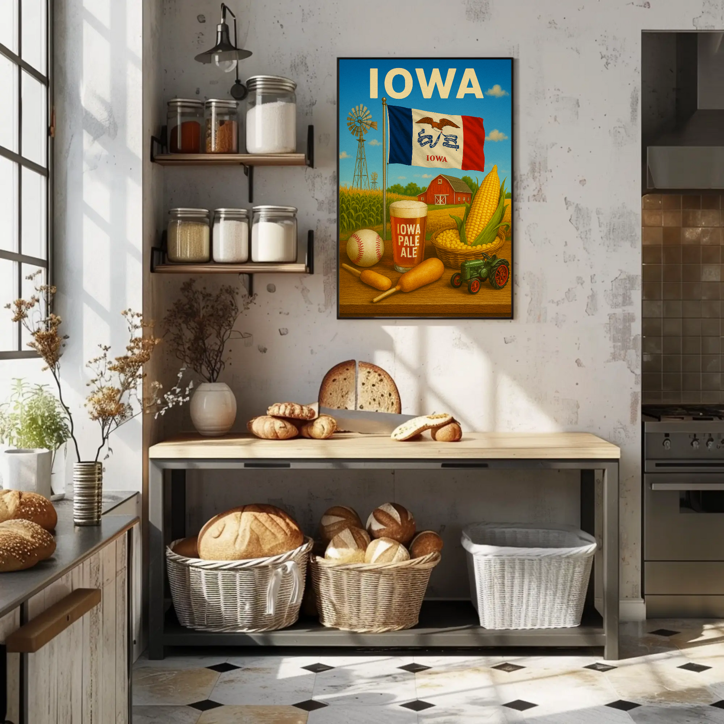 Iowa Corn Barn Ale Baseball Fair Tractor Travel Poster