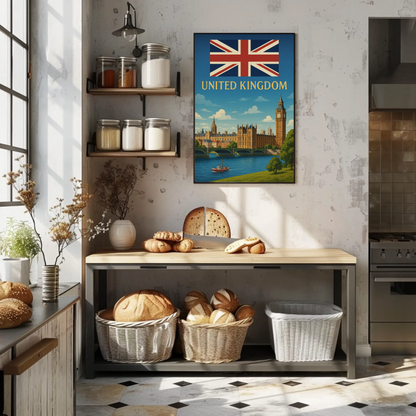 Majestic United Kingdom Iconic Landmarks Vintage-Style Travel Poster