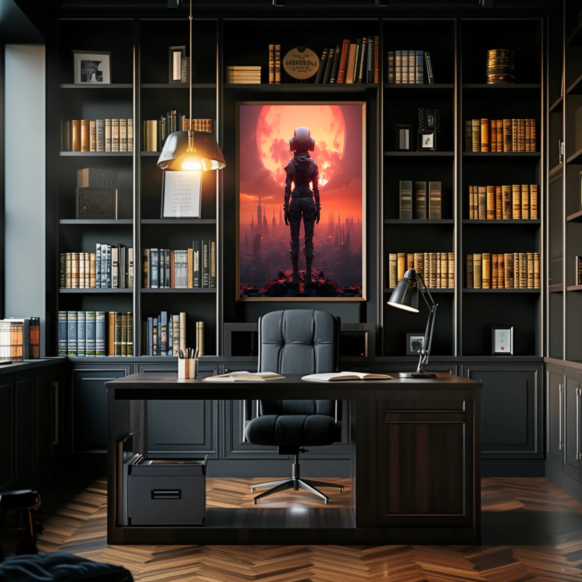 Futuristic Explorer At Sunset Poster PosterGoat