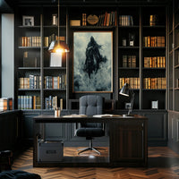 Mysterious Cloaked Figure Riding Horse Fantasy Mythology Poster PosterGoat