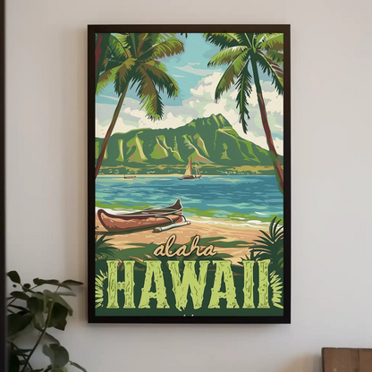Vintage Poster Aloha Hawaii Beach