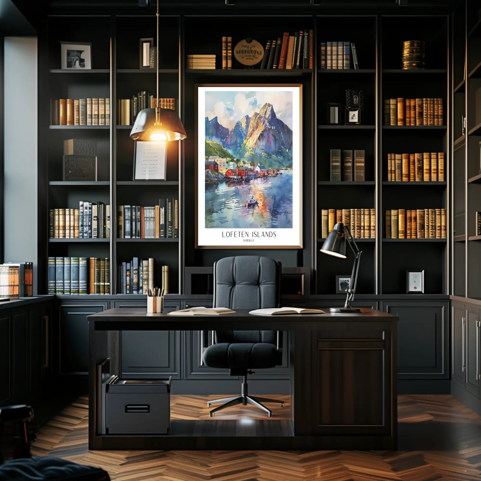 Lofoten Islands Watercolor Travel Poster PosterGoat